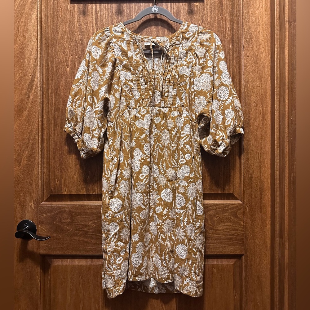 Universal Thread Ochre and Cream Floral Midi Dress